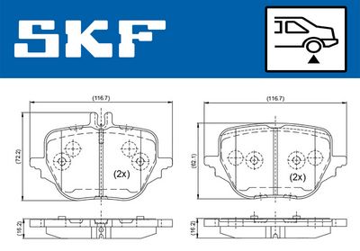 комплект спирачно феродо, дискови спирачки SKF VKBP 91466