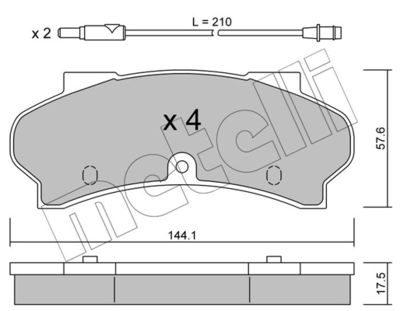 Комплект тормозных колодок, дисковый тормоз METELLI 22-0017-1 для PEUGEOT J9