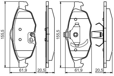 Комплект тормозных колодок, дисковый тормоз BOSCH 0 986 495 161 для DODGE STRATUS