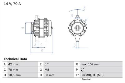 Генератор BOSCH 0 986 040 850 для FORD MAVERICK