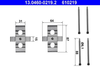 Комплектующие, колодки дискового тормоза ATE 13.0460-0219.2 для MERCEDES-BENZ СЕДАН
