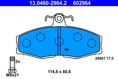 Комплект тормозных колодок, дисковый тормоз ATE 13.0460-2964.2 для SKODA FAVORIT