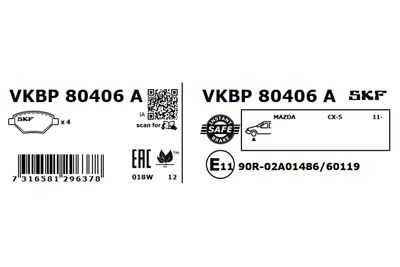 SET PLACUTE FRANA FRANA DISC SKF VKBP80406A 2