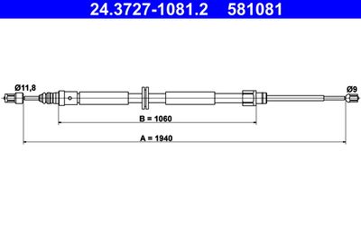 Vajer, parkeringsbroms ATE 24.3727-1081.2