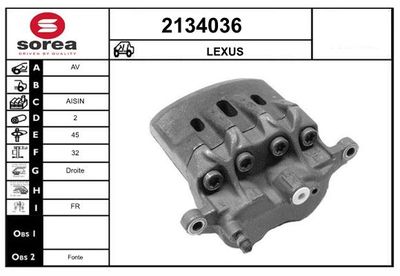 EAI 2134036 Тормозной суппорт  для LEXUS GS (Лексус Гс)