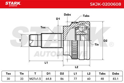 каре комплект, полуоска STARK SKJK-0200608