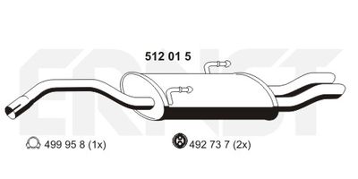 Глушитель выхлопных газов конечный ERNST 512015 для FIAT SCUDO