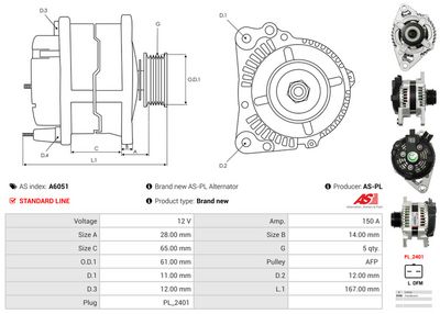 GENERATOR / ALTERNATOR AS-PL A6051 4