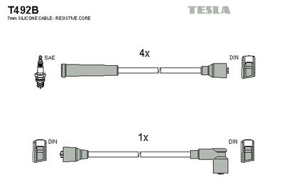 Комплект проводов зажигания TESLA T492B для NISSAN VANETTE