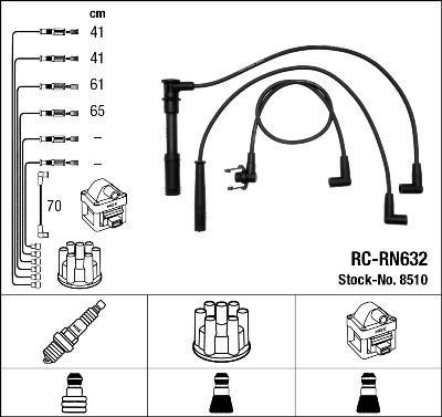 Комплект проводов зажигания NGK 8510 для RENAULT SAFRANE