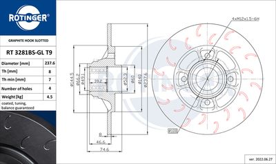 Tarcza hamulcowa ROTINGER RT 3281BS-GL T9
