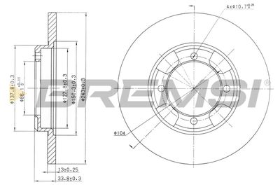 BREMSI CD6343S Тормозные диски для MITSUBISHI TREDIA