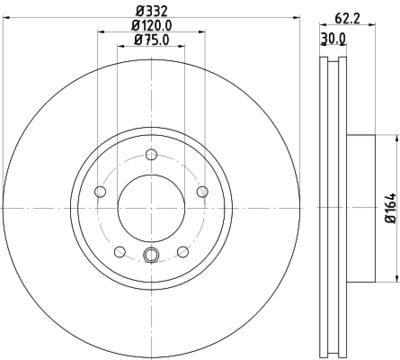 Тормозной диск HELLA 8DD 355 117-731 для BMW X5