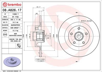 Bremžu diski BREMBO 08.A826.17
