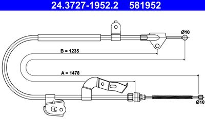 Cable Pull, parking brake 24.3727-1952.2
