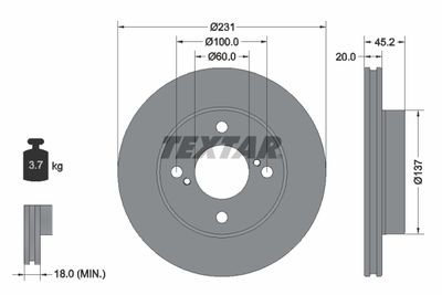 Тормозной диск TEXTAR 92309403 для SUZUKI IGNIS