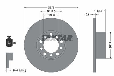 Тормозной диск TEXTAR 92009500 для MERCEDES-BENZ 123