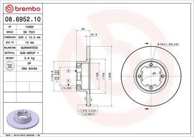 BREMSSCHEIBE BREMBO 08695210 1