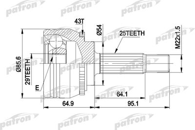 PATRON PCV1385 ШРУС  для VOLVO V40 (Вольво В40)