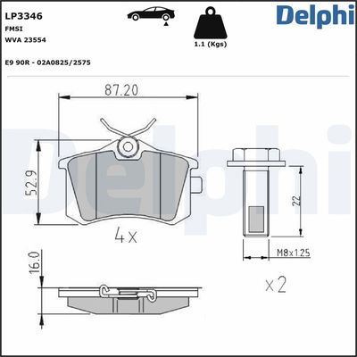 Brake Pad Set, disc brake LP3346