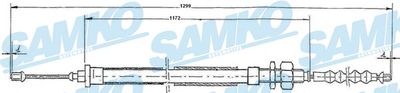 Тросик, cтояночный тормоз SAMKO C0110B для CITROËN XANTIA