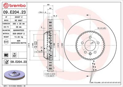 BREMSSCHEIBE BREMBO 09E20423 1
