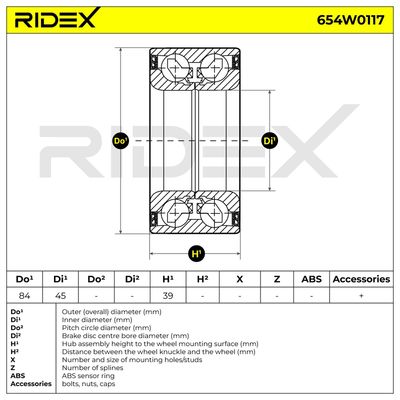 комплект колесен лагер RIDEX 654W0117
