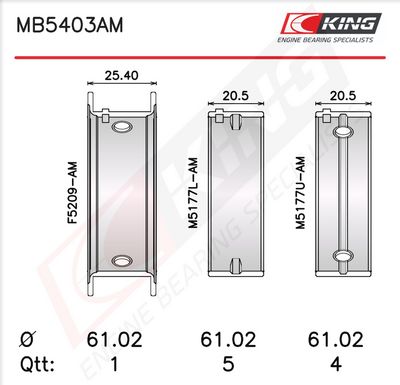 Комплект черупки на лагера на коляновия вал KING MB5403AM1.0