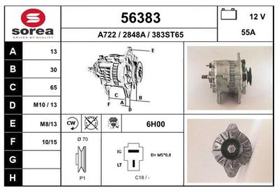 EAI 56383 Генератор  для MAZDA 323 II Hatchback (BD) 1.5