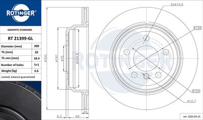 спирачен диск ROTINGER RT 21399-GL