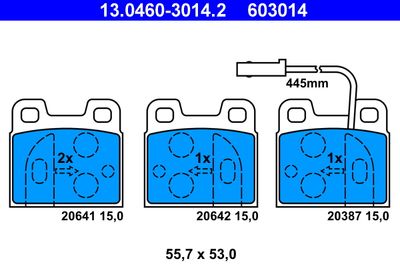 Комплект тормозных колодок, дисковый тормоз ATE 13.0460-3014.2 для ALFA ROMEO 75