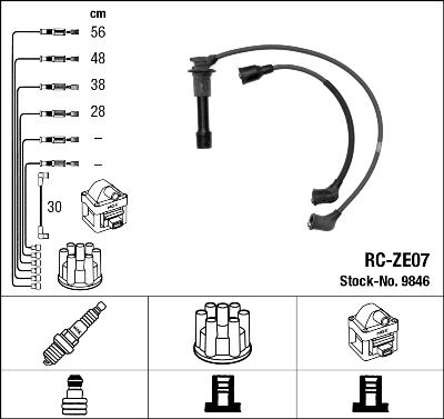 Комплект проводов зажигания NGK 9846 для MAZDA 323