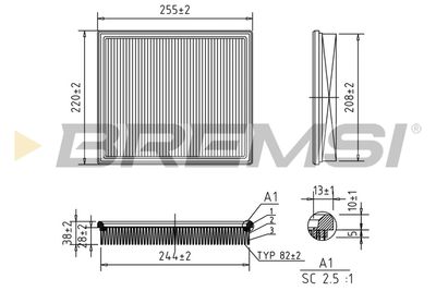 Воздушный фильтр BREMSI FA1385 для FORD STREET KA