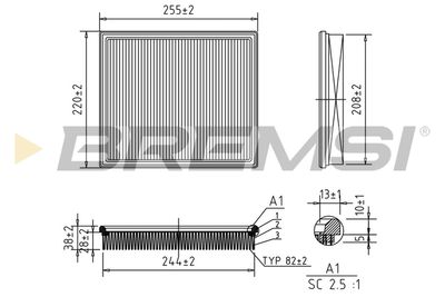 Воздушный фильтр BREMSI FA1385 для FORD STREET