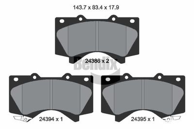 Комплект тормозных колодок, дисковый тормоз BENDIX Braking BPD2145 для LEXUS LX