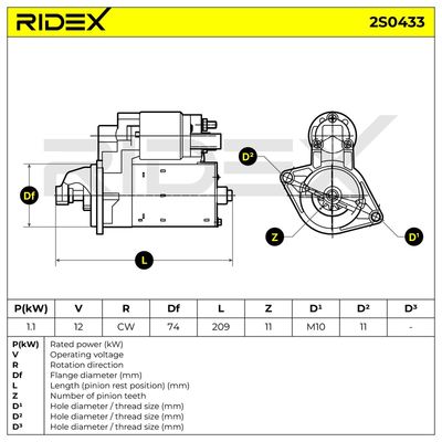 стартер RIDEX 2S0433