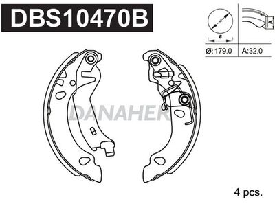 DANAHER DBS10470B Тормозные колодки барабанные  для FIAT PANDA (169_) 1.2 4x4 (169.AXB2A)