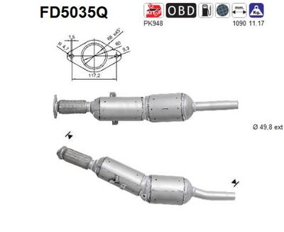 Filtr sadzy / filtr cząstek stałych, układ wydechowy AS FD5035Q