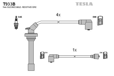 Комплект проводов зажигания TESLA T933B для DAIHATSU FEROZA