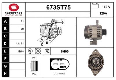 STARTCAR 673ST75 Генератор  для ALFA ROMEO GIULIETTA (940_) 2.0 JTDM (940FXH1A, 940FXH11, 940.FXZ11, 940.FXZ1A)