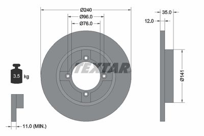 Тормозной диск TEXTAR 92029300 для NISSAN CHERRY