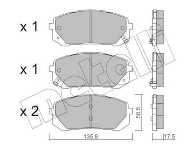 комплект спирачно феродо, дискови спирачки METELLI 22-1373-0