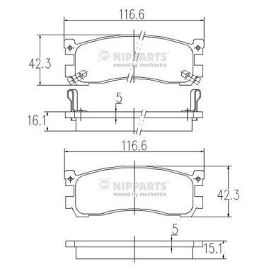 Комплект тормозных колодок, дисковый тормоз NIPPARTS J3613013 для MAZDA MPV