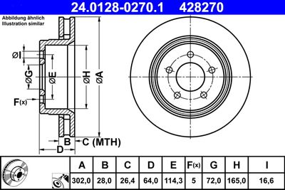 Тормозной диск ATE 24.0128-0270.1 для JEEP CHEROKEE