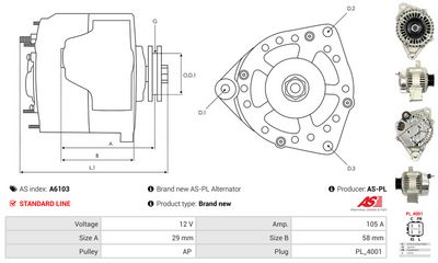 GENERATOR / ALTERNATOR AS-PL A6103 4