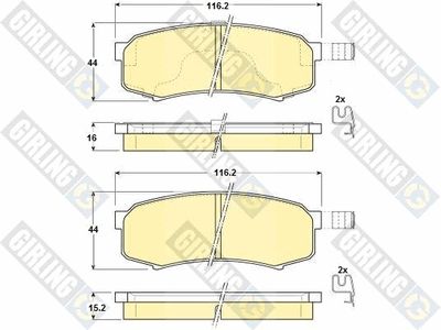 Комплект тормозных колодок, дисковый тормоз GIRLING 6131109 для MITSUBISHI PAJERO