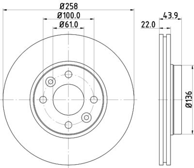Тормозной диск HELLA 8DD 355 118-491 для MERCEDES-BENZ CITAN
