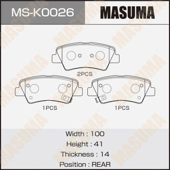 Комплект тормозных колодок MASUMA MS-K0026 для KIA OPTIMA