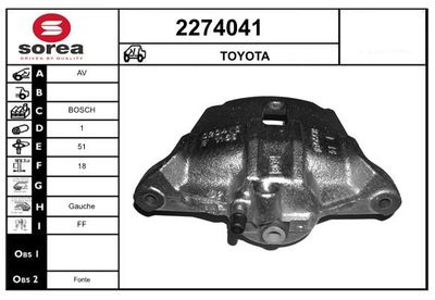 Тормозной суппорт EAI 2274041 для TOYOTA ECHO
