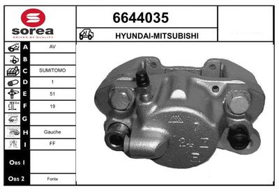 STARTCAR 6644035 Тормозной суппорт  для HYUNDAI PONY (X-1) 1.5 (X-1)